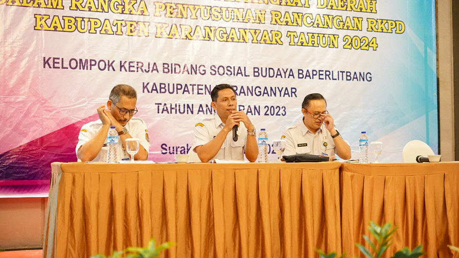 BAPERLITBANG KARANGANYAR GELAR FORUM GABUNGAN PERANGKAT DAERAH KELOMPOK KERJA BIDANG SOSIAL BUDAYA TAHUN 2023