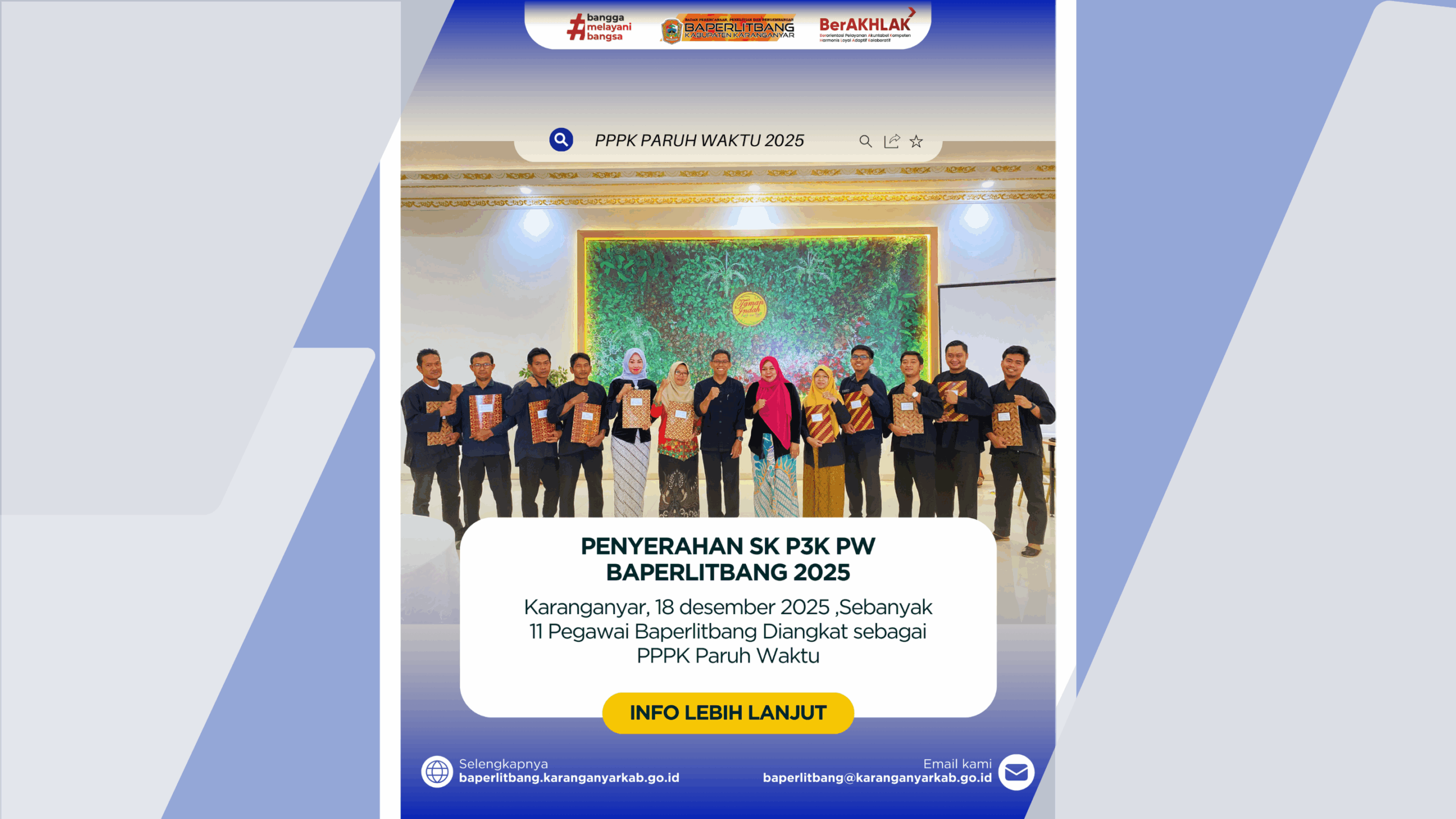 PENYERAHAN SK PPPK PARUH WAKTU DI BAPERLITBANG